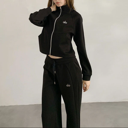 CROPPED ZIP LOUNGE SET