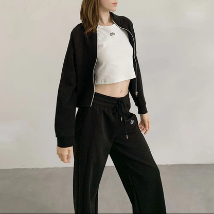 CROPPED ZIP LOUNGE SET