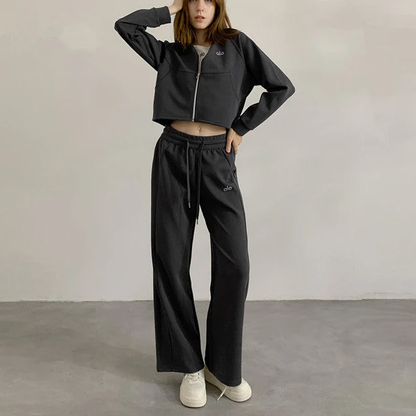 CROPPED ZIP LOUNGE SET